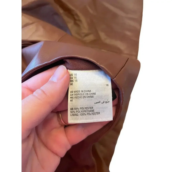 INC International Concepts Faux Leather Fit & Flare Brown Dress Size 16 NWT 0563 - Picture 7 of 9